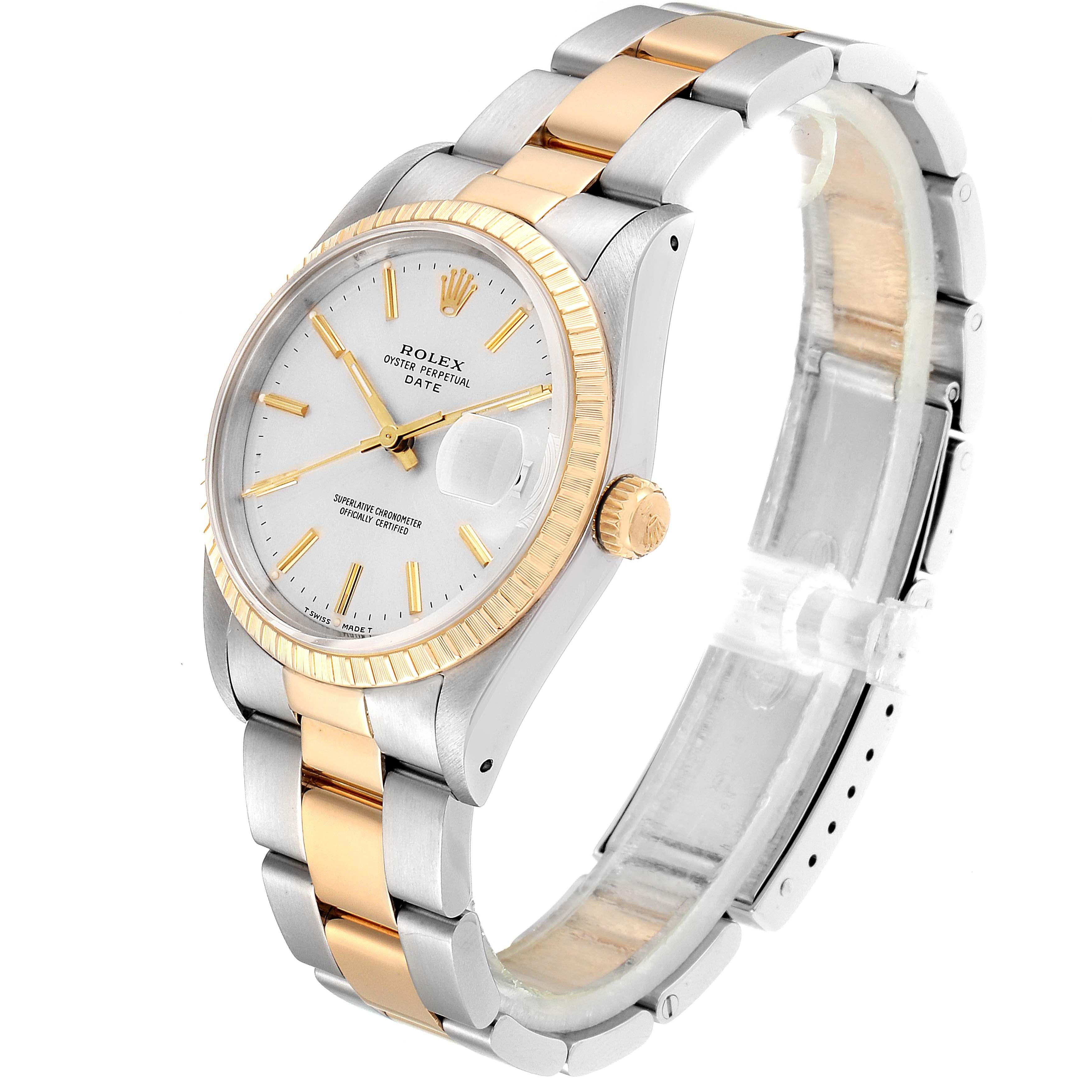 Rolex Date Men's Steel 18 Karat Yellow Gold Silver Dial Men's Watch 15223 1