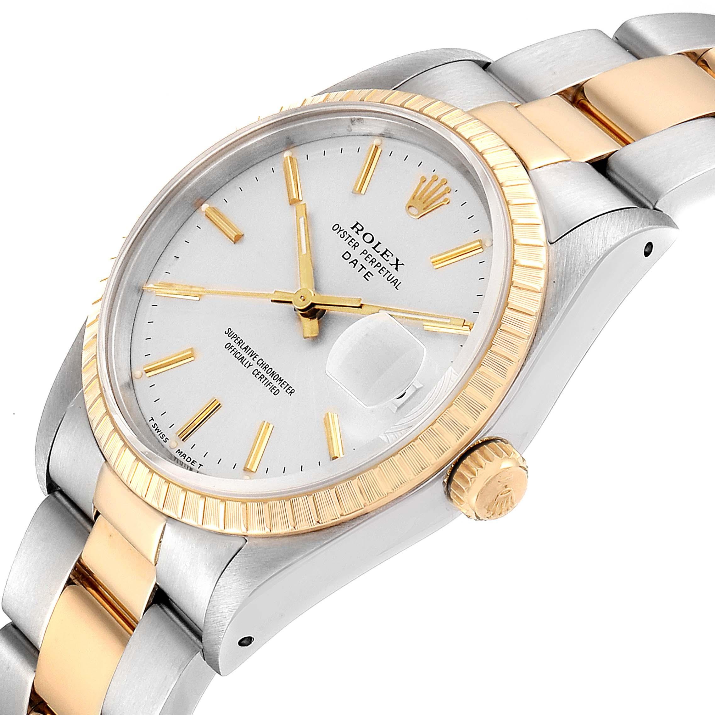 Rolex Date Men's Steel 18 Karat Yellow Gold Silver Dial Men's Watch 15223 2