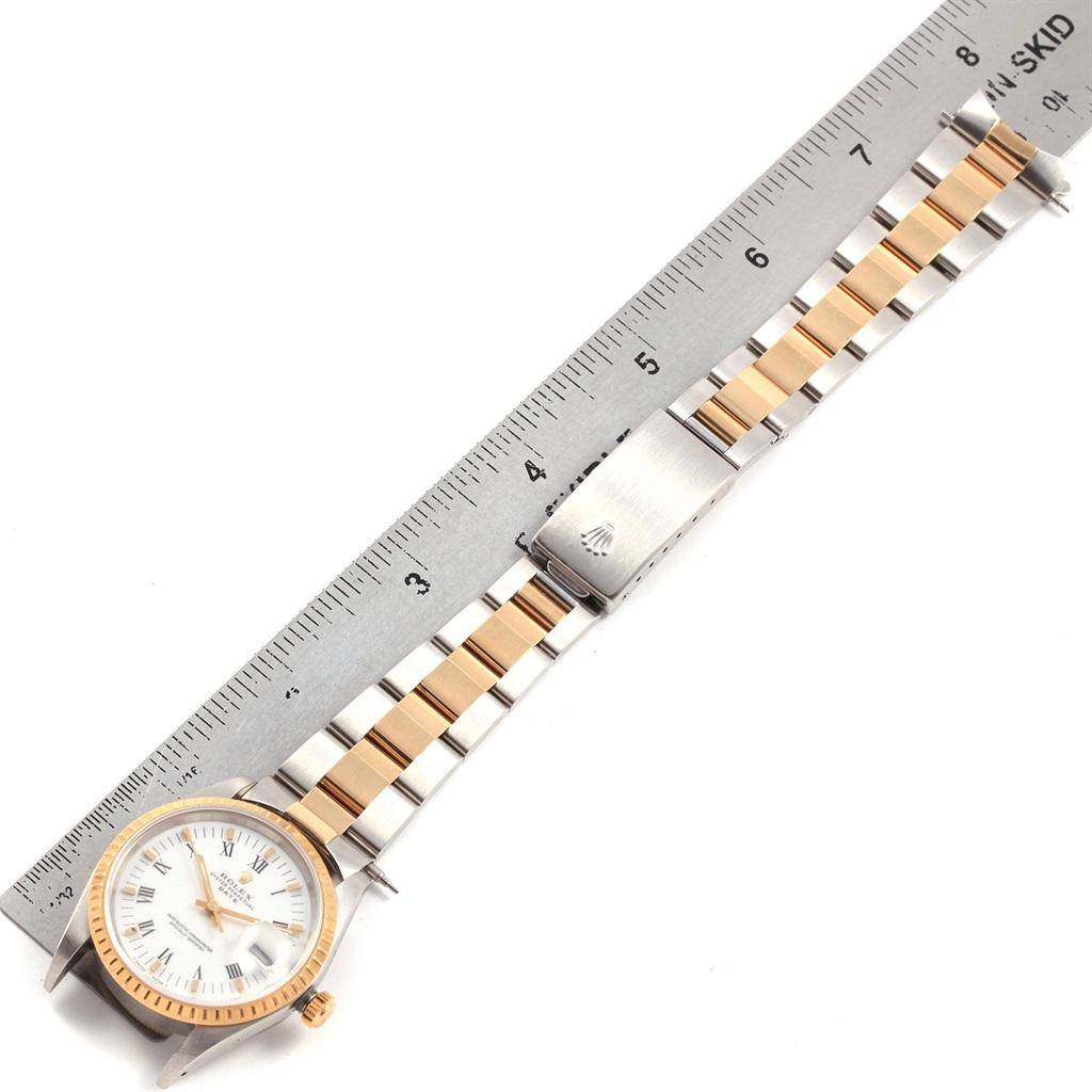 Rolex Date Men's Steel 18 Karat Yellow Gold White Dial Men's Watch 15223 For Sale 8