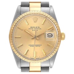 Rolex Date Mens Steel Yellow Gold Oyster Bracelet Mens Watch 15053