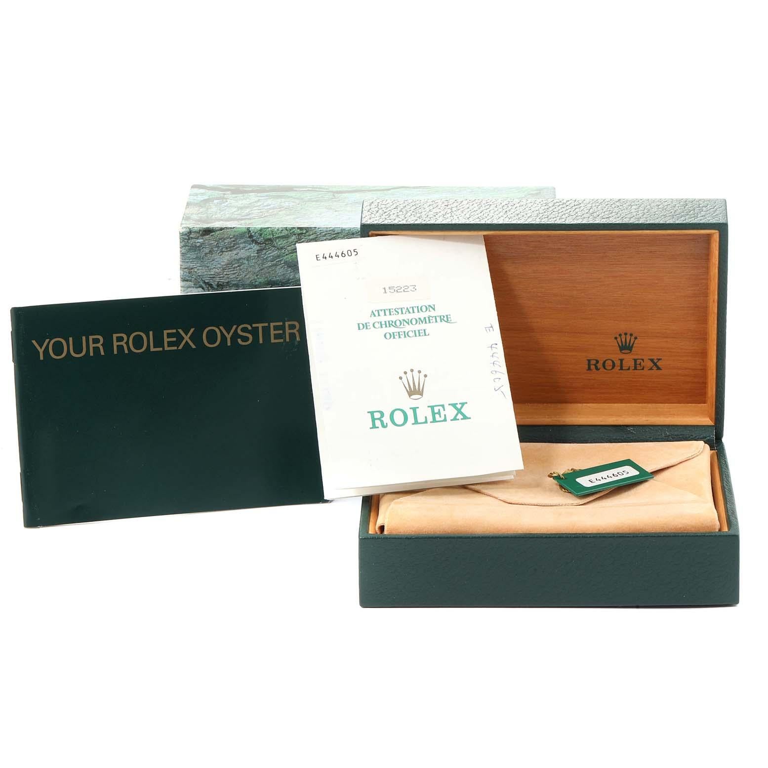 Rolex Date Men's Steel Yellow Gold White Dial Men's Watch 15223 Box Papers 9