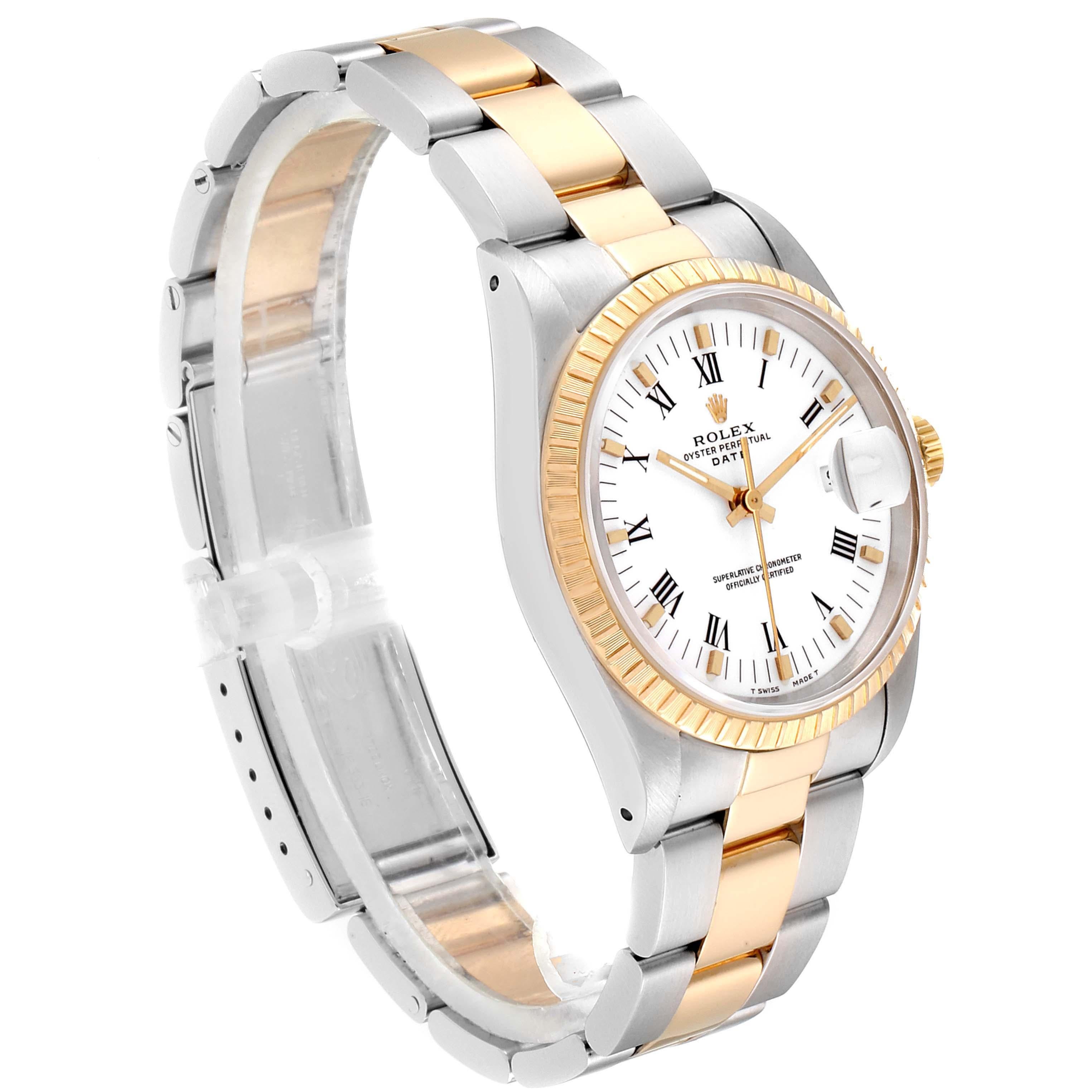 Rolex Date Men's Steel Yellow Gold White Dial Men's Watch 15223 Box Papers 1