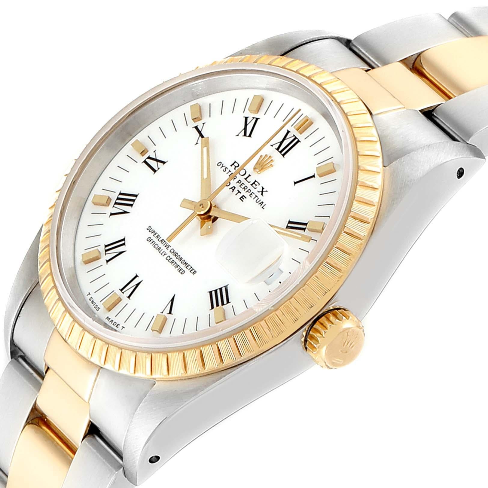 Rolex Date Men's Steel Yellow Gold White Dial Men's Watch 15223 Box Papers 2