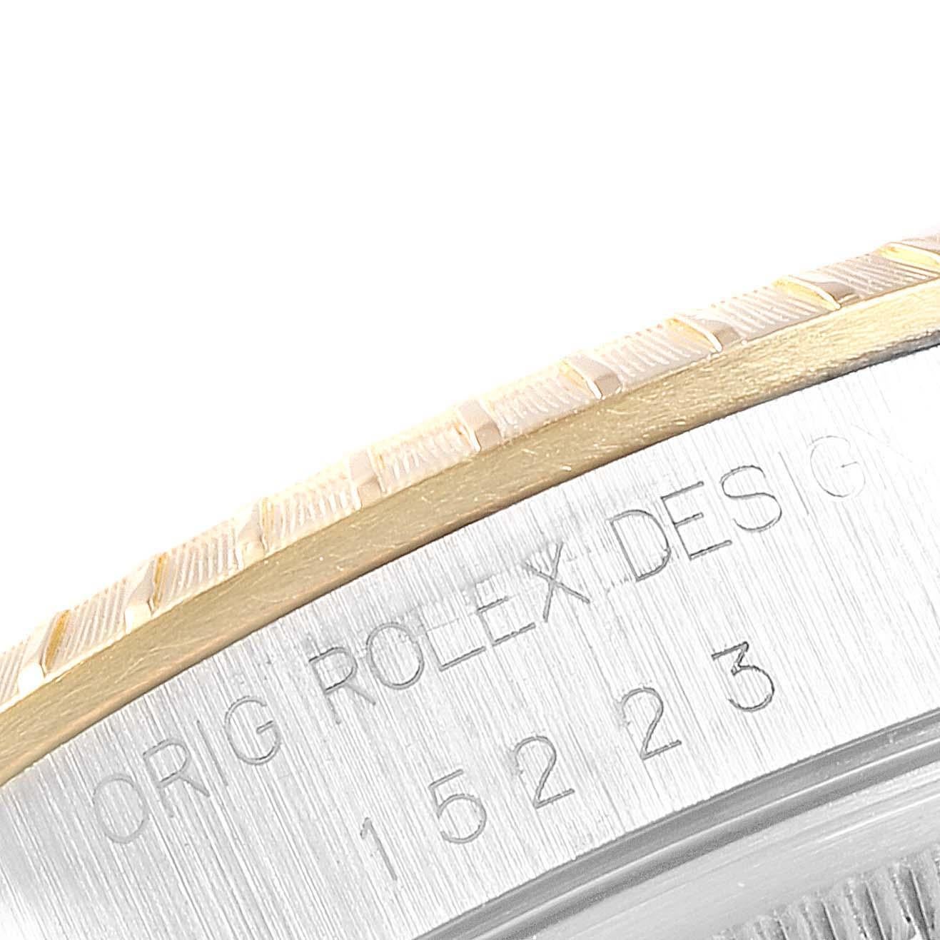 Rolex Date Men's Steel Yellow Gold White Dial Men's Watch 15223 Box Papers 3