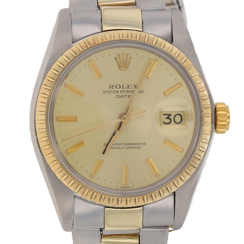 Marque : Rolex
Modèle : Date
Numéro de modèle : 1505
Mouvement : Automatique
Garantie : Un an
Année : 1960
Fabricant du mouvement : Suisse
Couleur du cadran : Or

Contenu du métal : Acier inoxydable et or jaune 18k

Type de fermeture : Fermoir