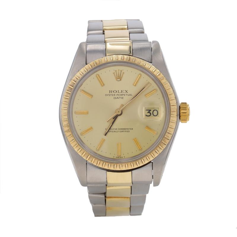 Rolex Date Men's Wristwatch 1505 Stainless Steel & Yellow Gold 18k Auto 1Yr Wnty Excellent état - En vente à Greensboro, NC