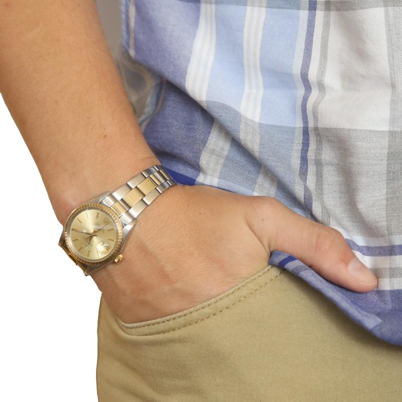 Rolex Date Men's Wristwatch 1505 Stainless Steel & Yellow Gold 18k Auto 1Yr Wnty Pour hommes en vente