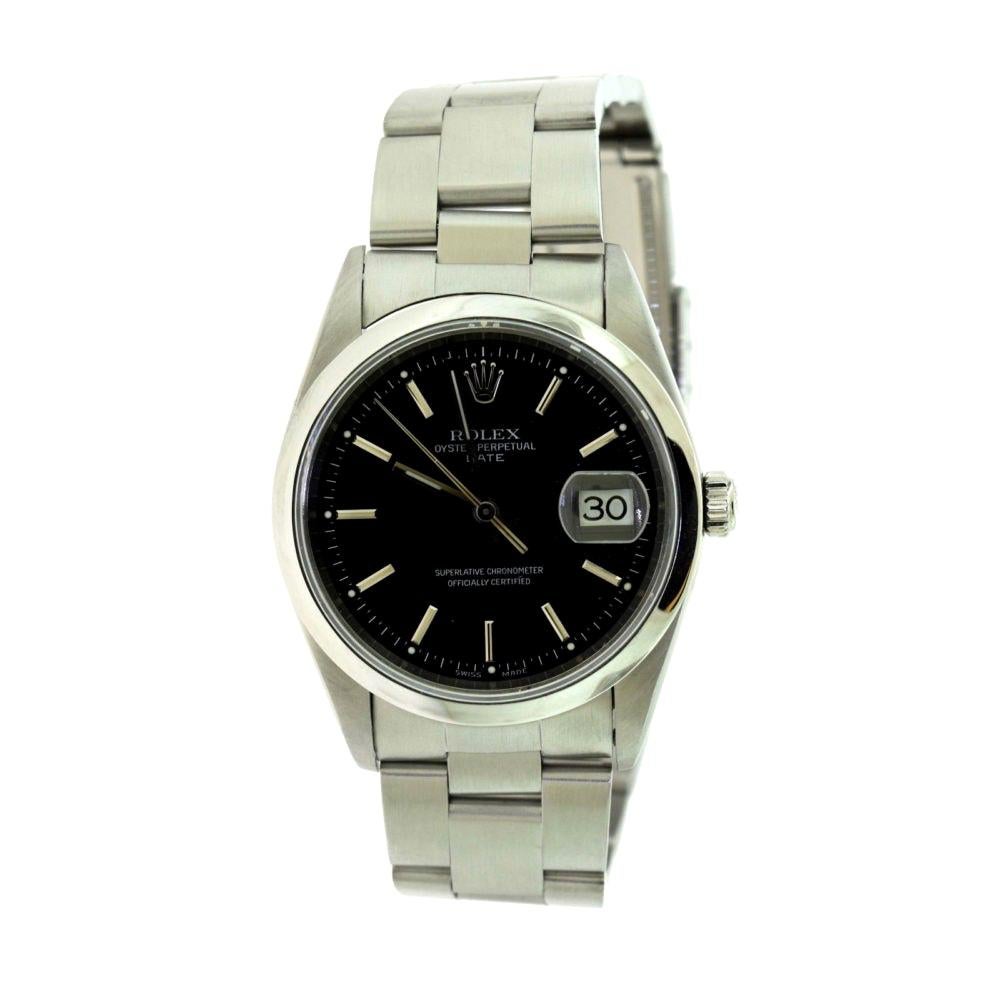 Rolex Date Oyster Perpetual Ref. 15200 Stainless Steel Black Dial Watch (R