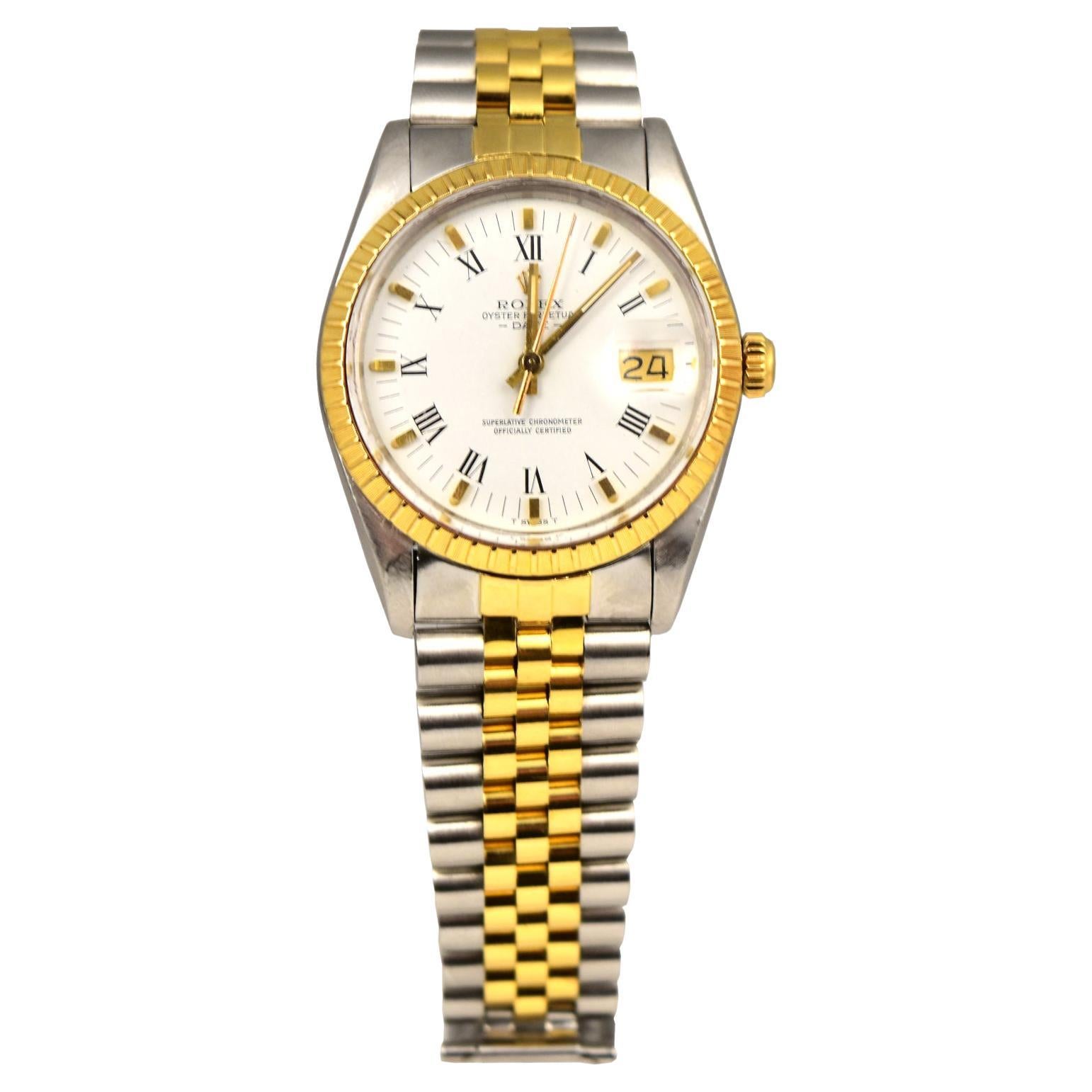 Rolex Date Ref. 15053 Two Tone 18k Yellow Gold and Stainless Steel For Sale  at 1stDibs