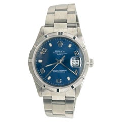 Rolex Date Ref. 15210 Blaue Stahluhr mit arabischem Zifferblatt