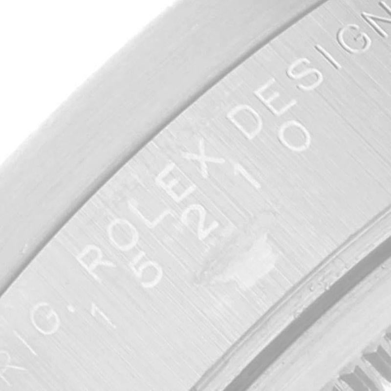 Rolex Montre pour homme Date Salmon à cadran et lunette tournée en acier 15210 en vente 2