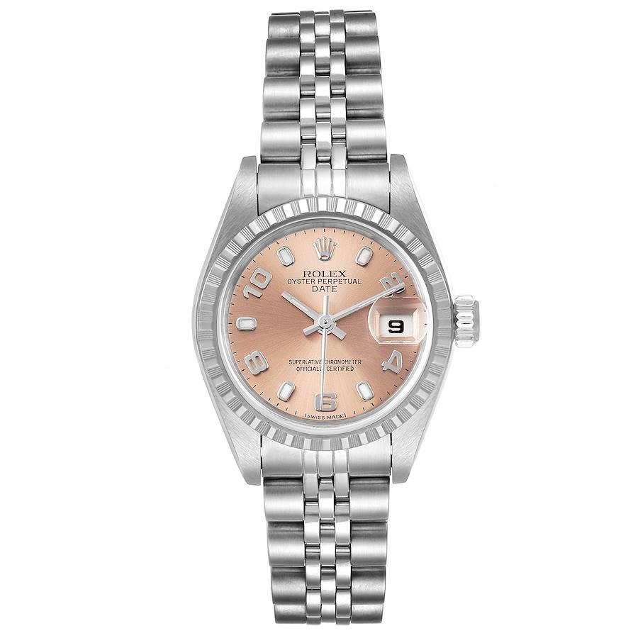 Rolex Date Salmon Dial Jubilee Bracelet Ladies Watch 79240. Officially certified chronometer self-winding movement. Stainless steel oyster case 26 mm in diameter. Rolex logo on a crown. Stainless steel engined turned bezel. Scratch resistant
