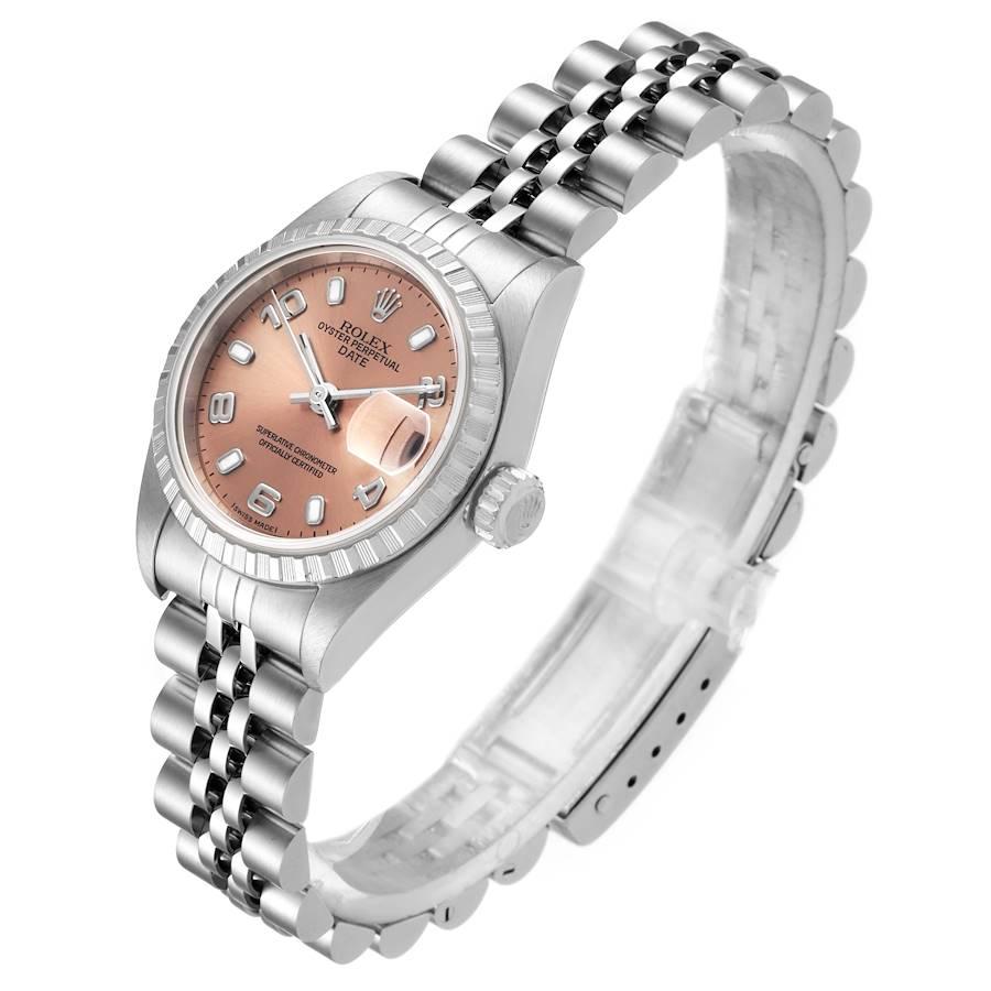 Rolex Date Salmon Dial Jubilee Bracelet Ladies Watch 79240 In Excellent Condition In Atlanta, GA