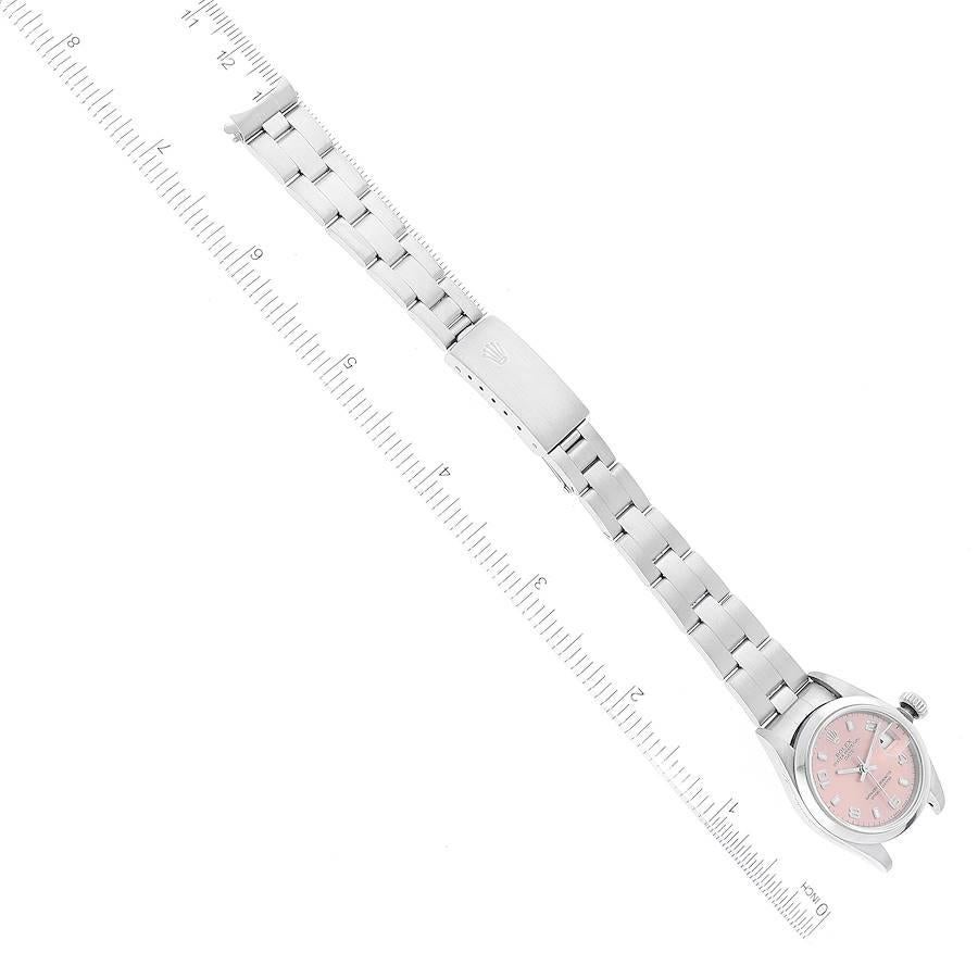 Rolex Date Salmon Dial Oyster Bracelet Steel Ladies Watch 69160 4