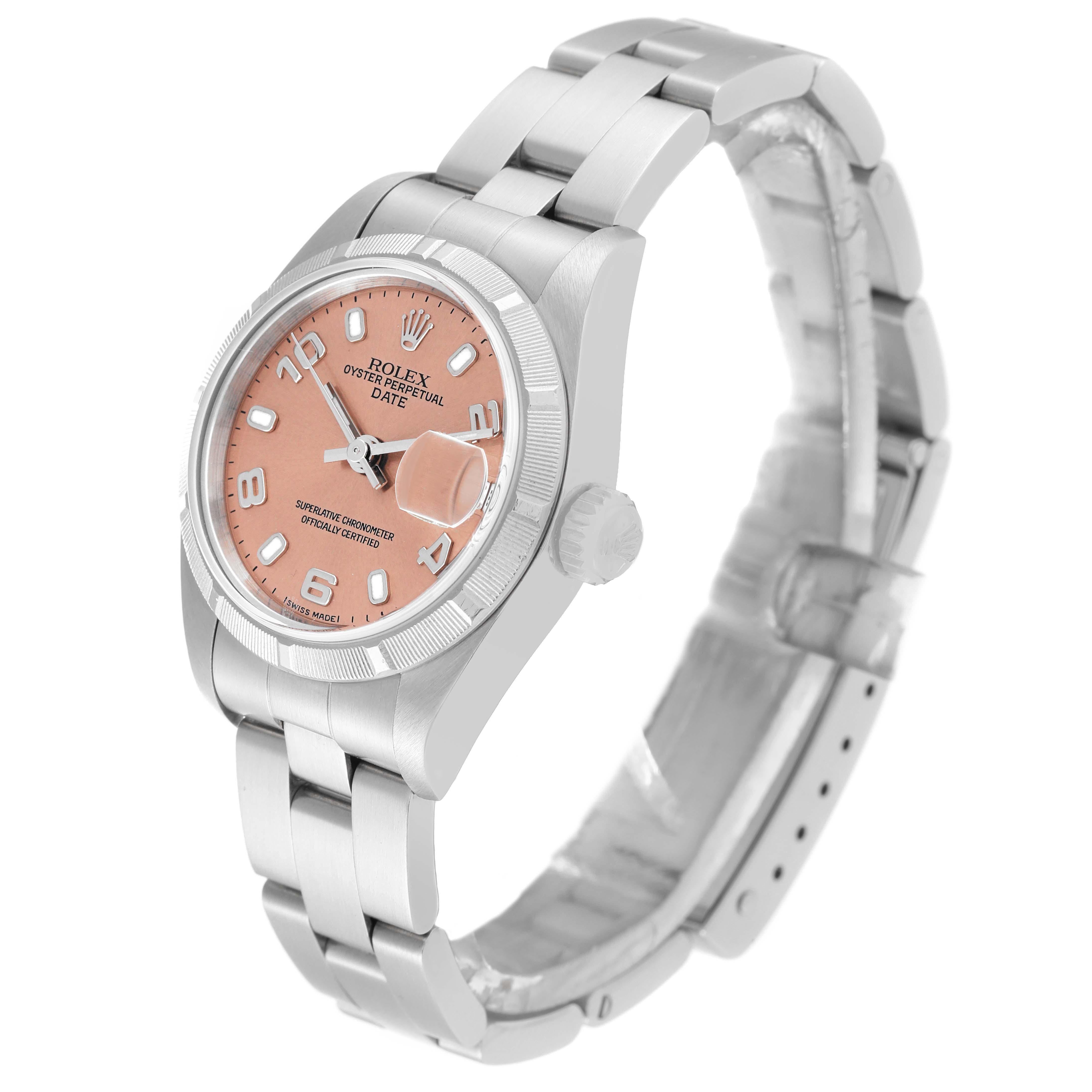 Women's Rolex Date Salmon Dial Oyster Bracelet Steel Ladies Watch 79190