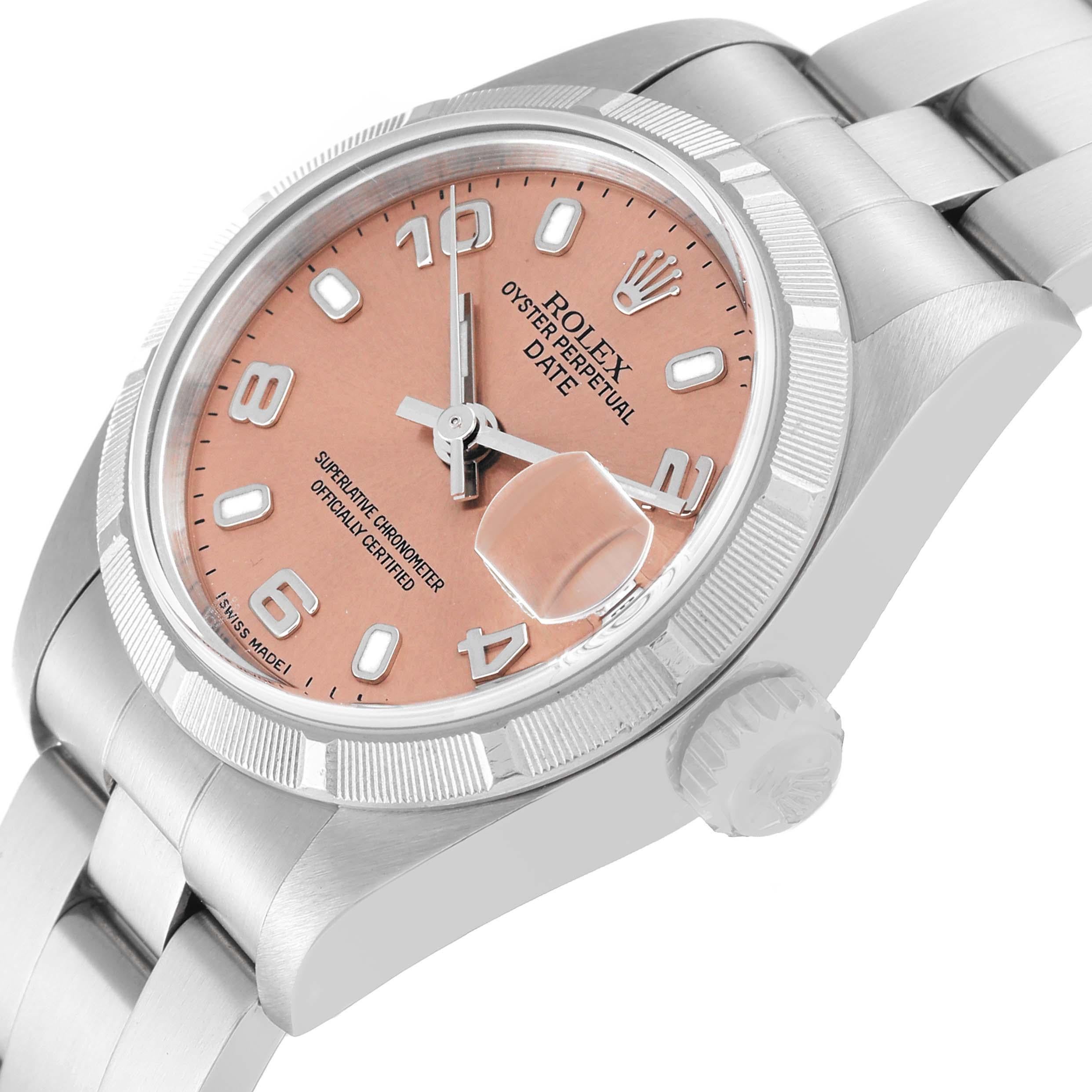 Rolex Date Salmon Dial Oyster Bracelet Steel Ladies Watch 79190 1