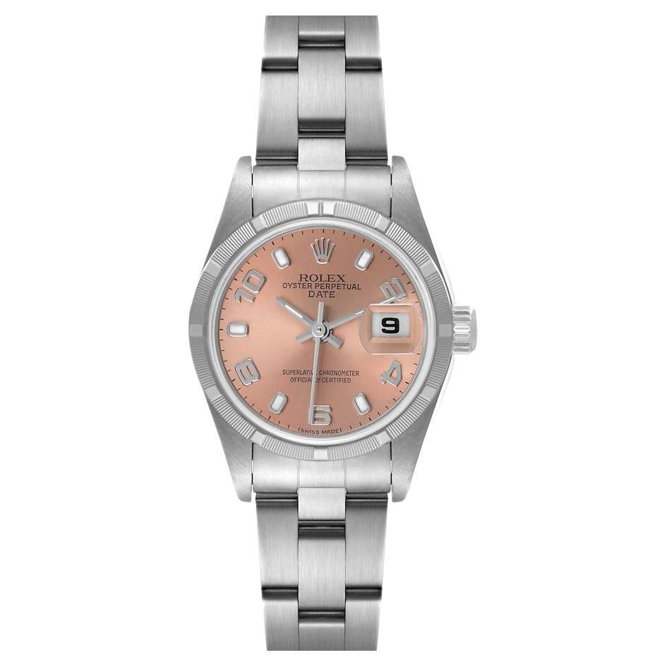 Rolex Date Salmon Dial Oyster Bracelet Steel Ladies Watch 79190