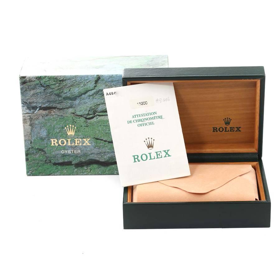 Rolex Date Salmon Dial Oyster Bracelet Steel Mens Watch 15200 Box Papers 6