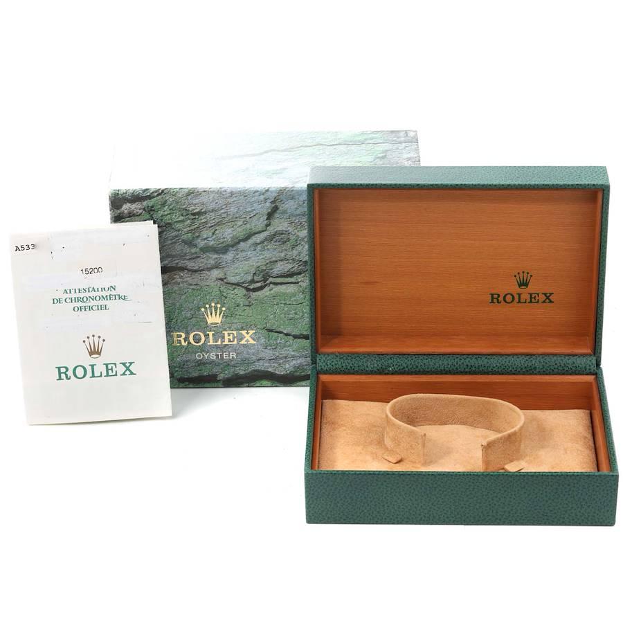Rolex Date Salmon Dial Smooth Bezel Steel Mens Watch 15200 Box Papers 6