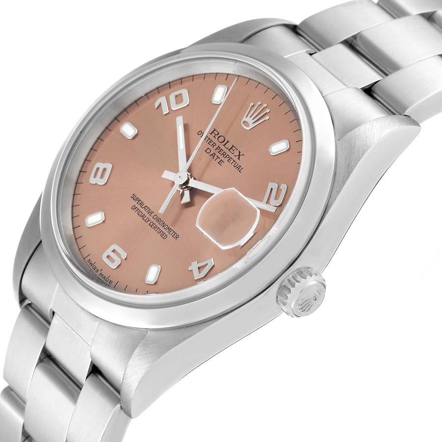 Rolex Date Salmon Dial Smooth Bezel Steel Mens Watch 15200 Box Papers In Excellent Condition In Atlanta, GA