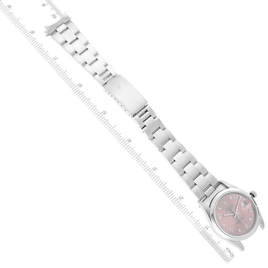 Rolex Date Salmon Dial Smooth Bezel Steel Mens Watch 15200 5