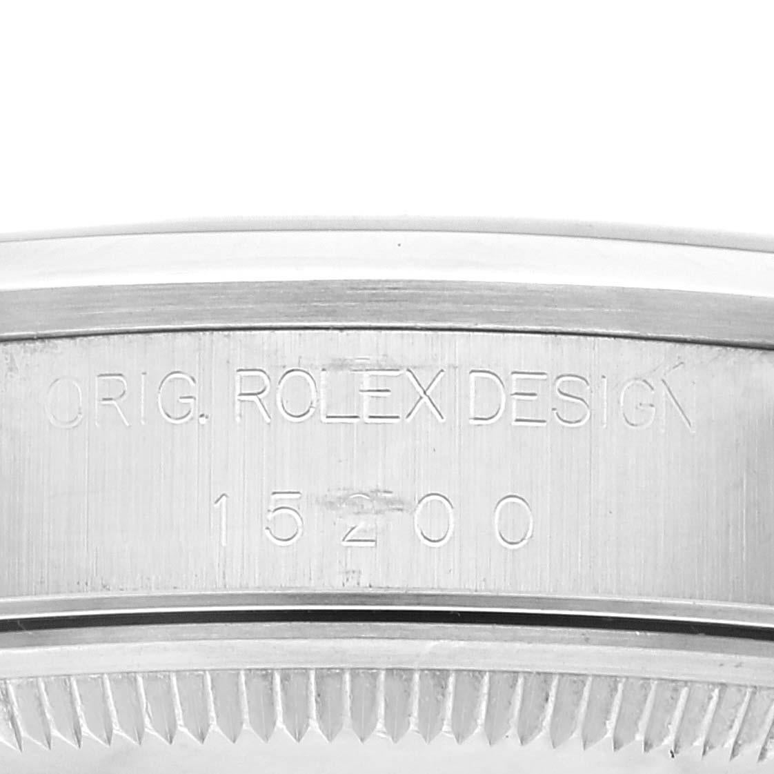 Rolex Date Salmon Dial Smooth Bezel Steel Mens Watch 15200 2