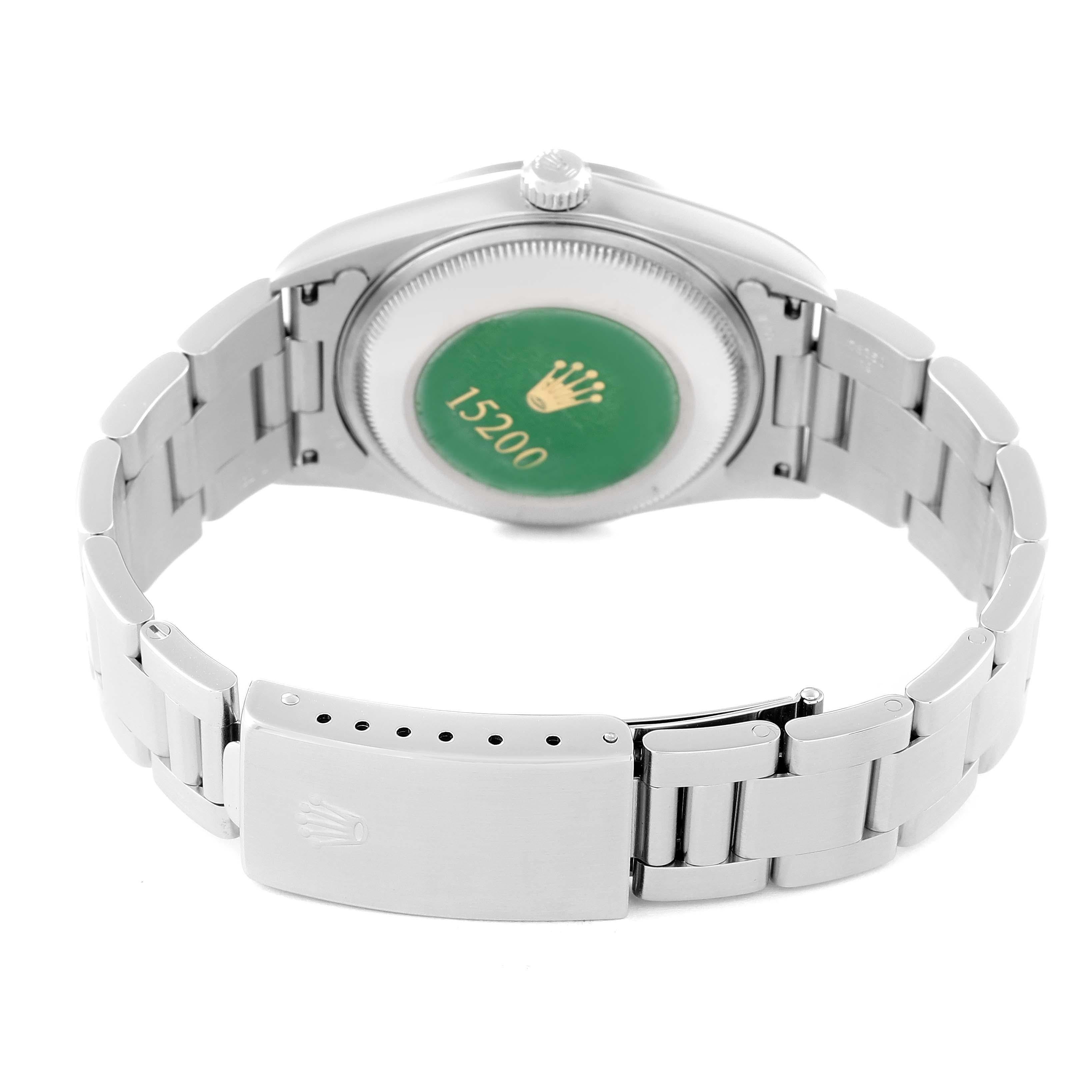 Rolex Date Salmon Dial Smooth Bezel Steel Mens Watch 15200 5