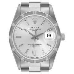 Rolex Date Cadran Silver Lunette Tournée Acier Montre Homme 15210 Box Papers