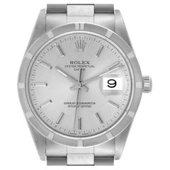 Rolex Date Cadran Silver Lunette Tournée Acier Montre Homme 15210 Box Papers