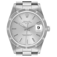 Rolex Date Cadran Silver Lunette Tournée Acier Montre Homme 15210 Box Papers