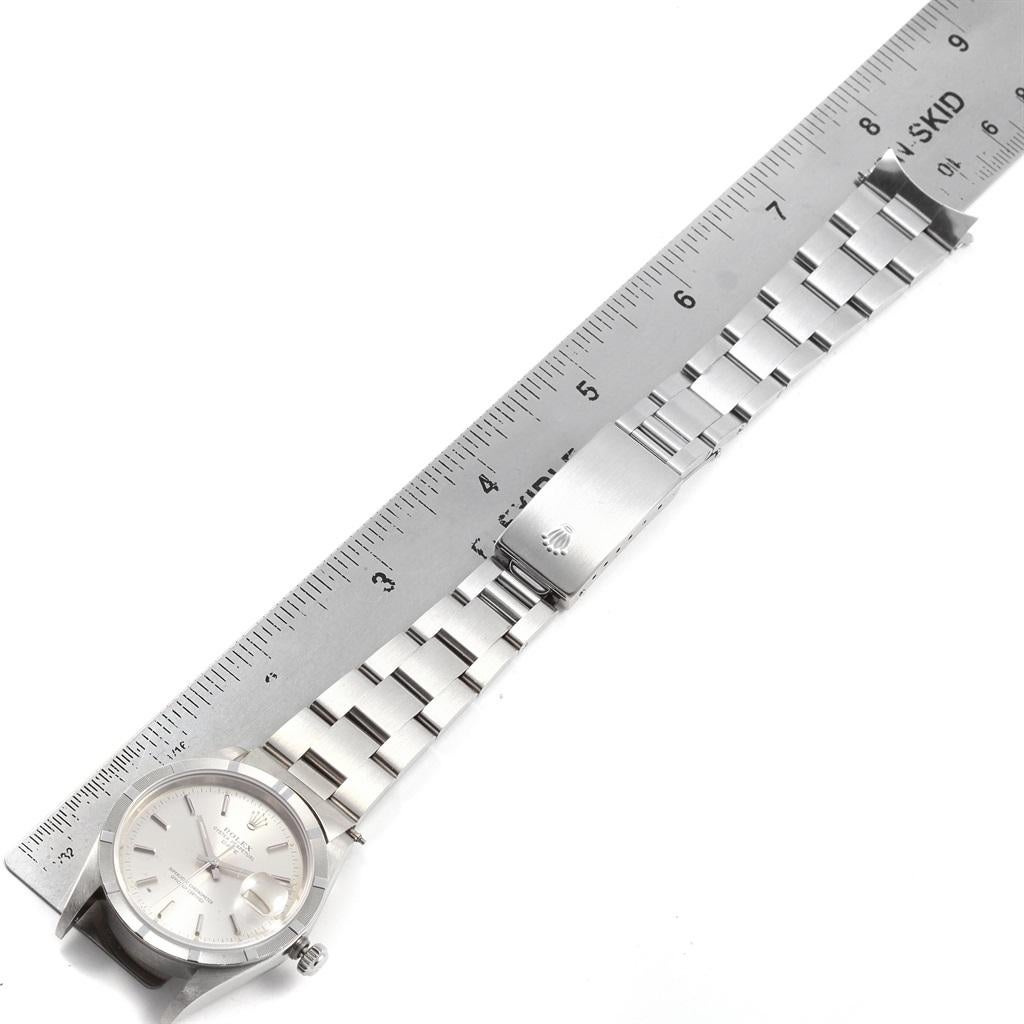Rolex Date Silver Dial Engine Turned Bezel Steel Men's Watch 15210 8