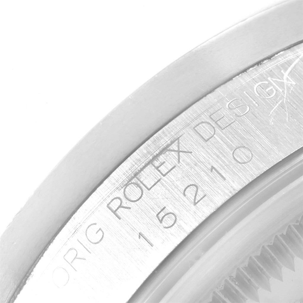 Rolex Date Silver Dial Engine Turned Bezel Steel Men's Watch 15210 5