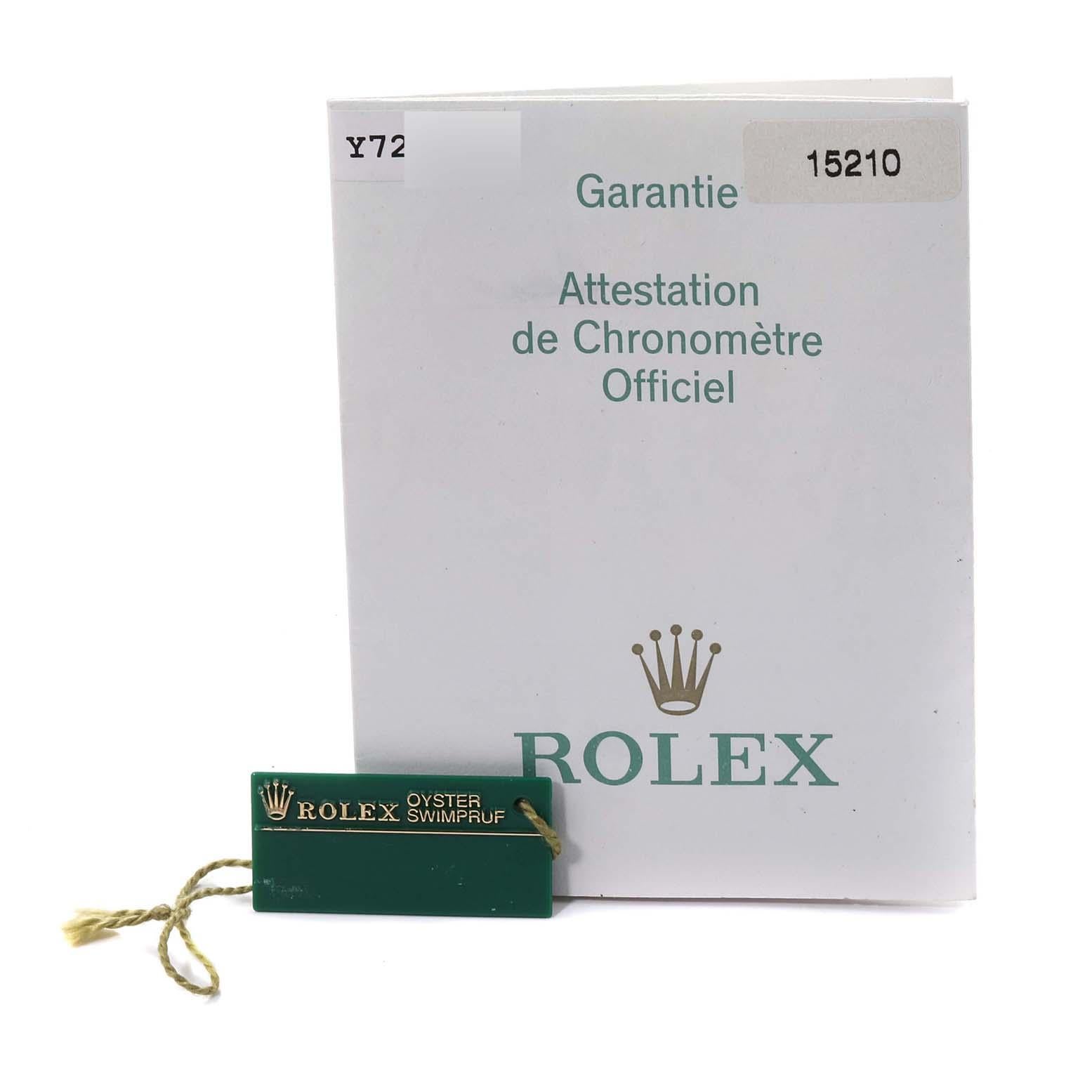 Rolex Date Cadran Argenté Lunette Tournée Acier Montre Homme 15210 Papiers en vente 7