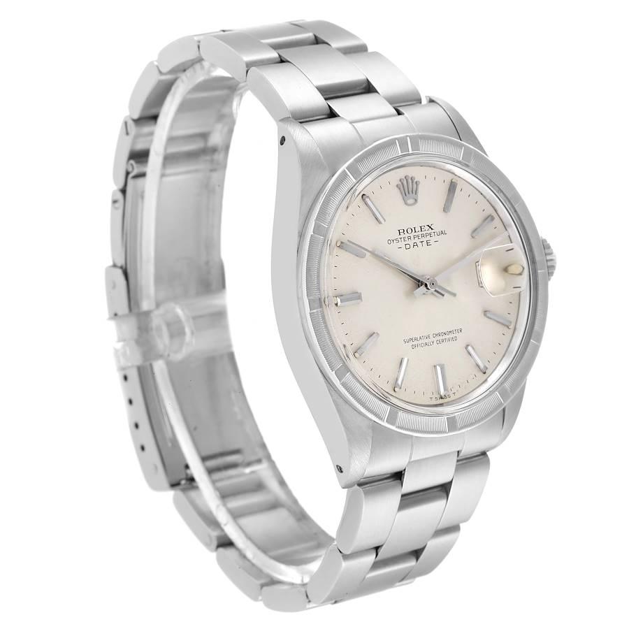 Rolex Montre pour homme vintage en acier avec cadran argenté et lunette tournée, 1501 Bon état à Atlanta, GA