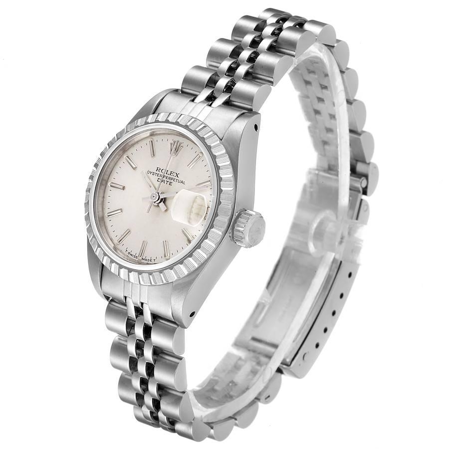 Rolex Date Silver Dial Jubilee Bracelet Steel Ladies Watch 69240 In Excellent Condition In Atlanta, GA
