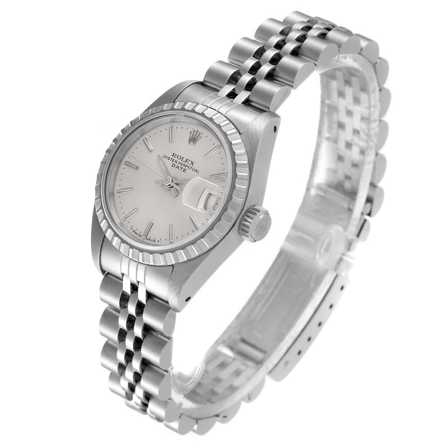 Rolex Date Silber Zifferblatt Jubiläumsarmband Stahl Damenuhr 69240 1