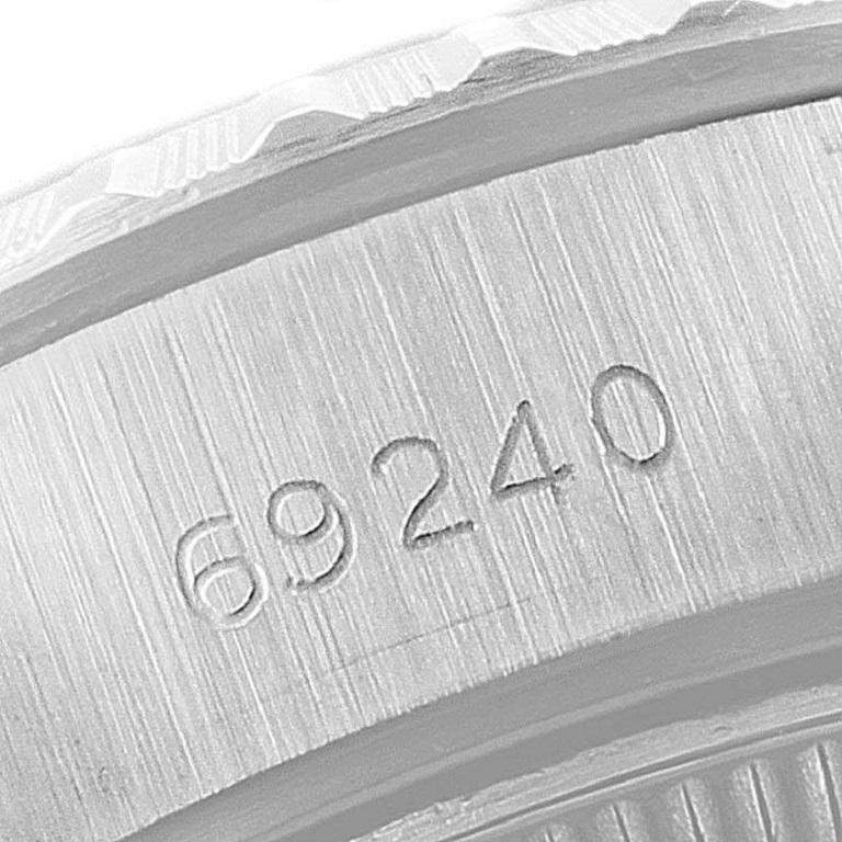 Rolex Date Silver Dial Jubilee Bracelet Steel Ladies Watch 69240 In Excellent Condition In Atlanta, GA