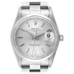 Rolex Date Quadrante Argento Bracciale Oyster Orologio Automatico Uomo 15200