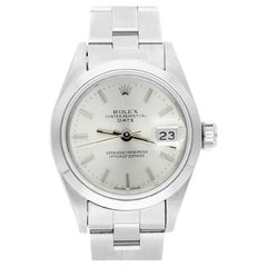 Rolex Montre Oyster avec cadran en argent et cadran en acier inoxydable, pour femmes 69160