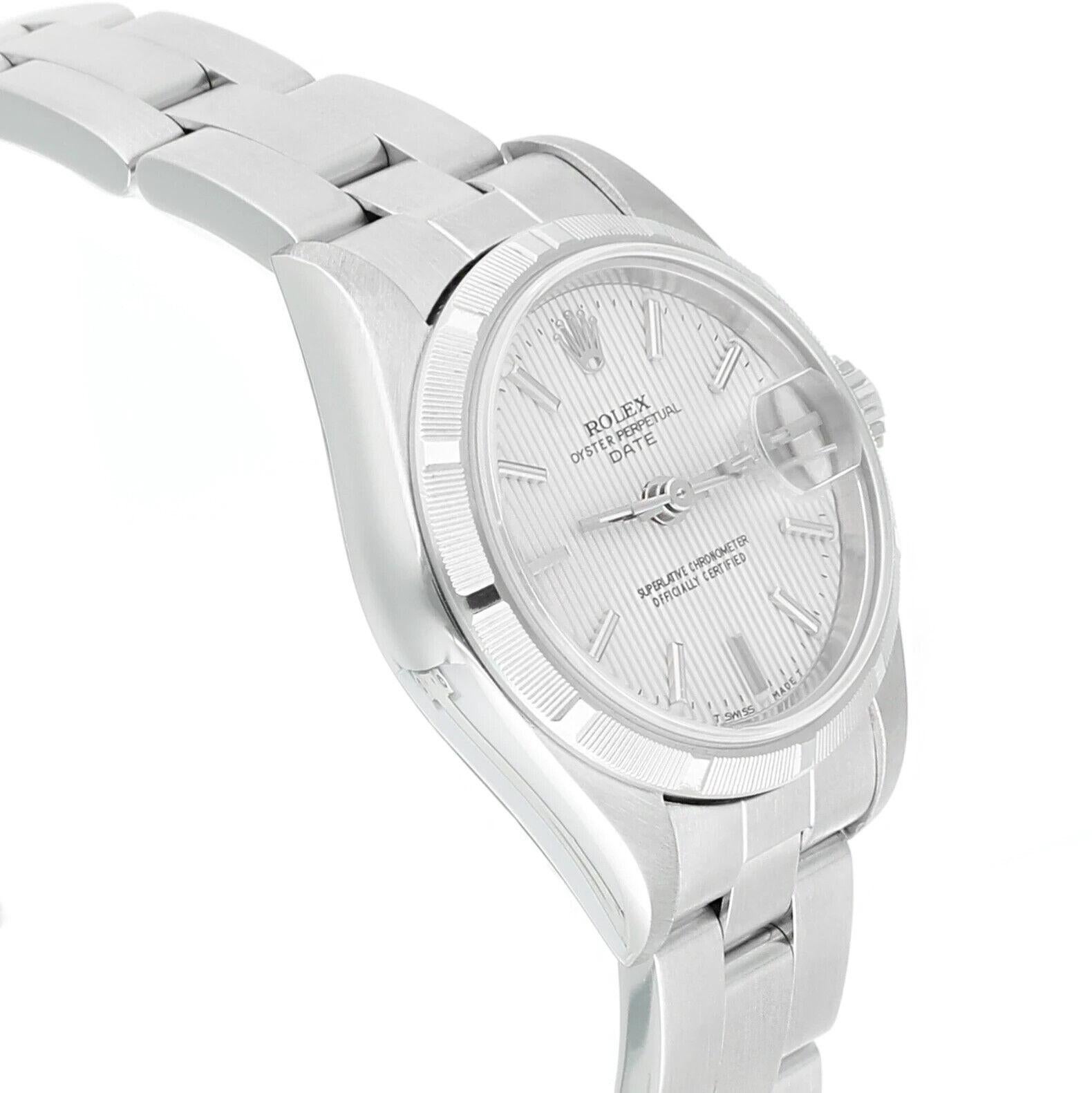 Women's Rolex Date Silver Dial Oyster Bracelet Stainless Steel Ladies Watch 79190
