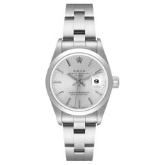 Rolex Date Silber Zifferblatt Austern-Armband Stahl Damenuhr 69160 Box Papiere