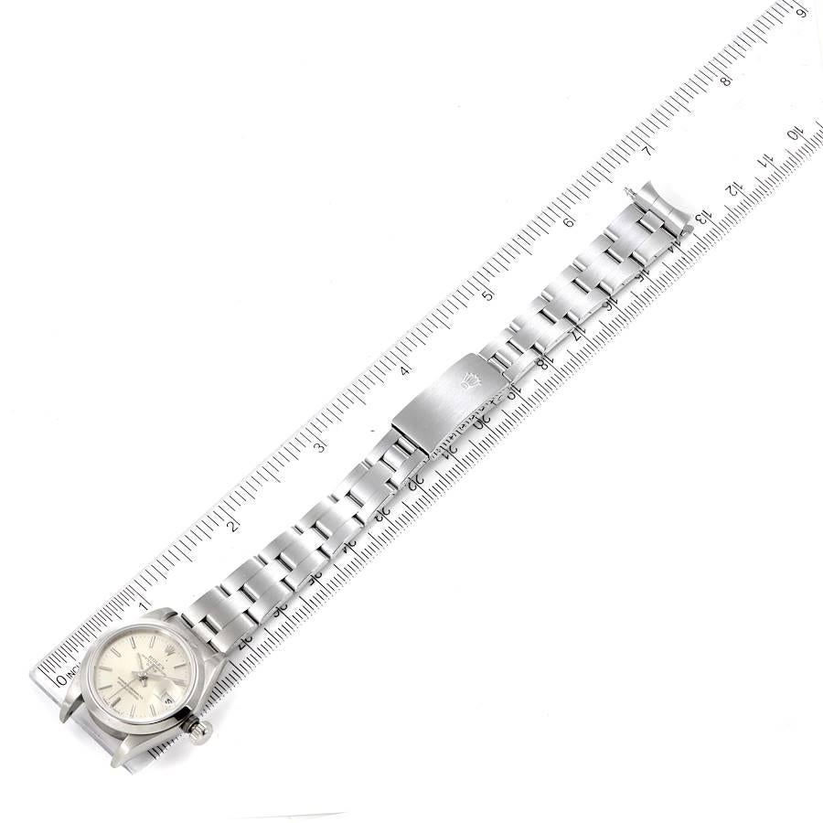 Rolex Date Silver Dial Oyster Bracelet Steel Ladies Watch 69160 For Sale 4