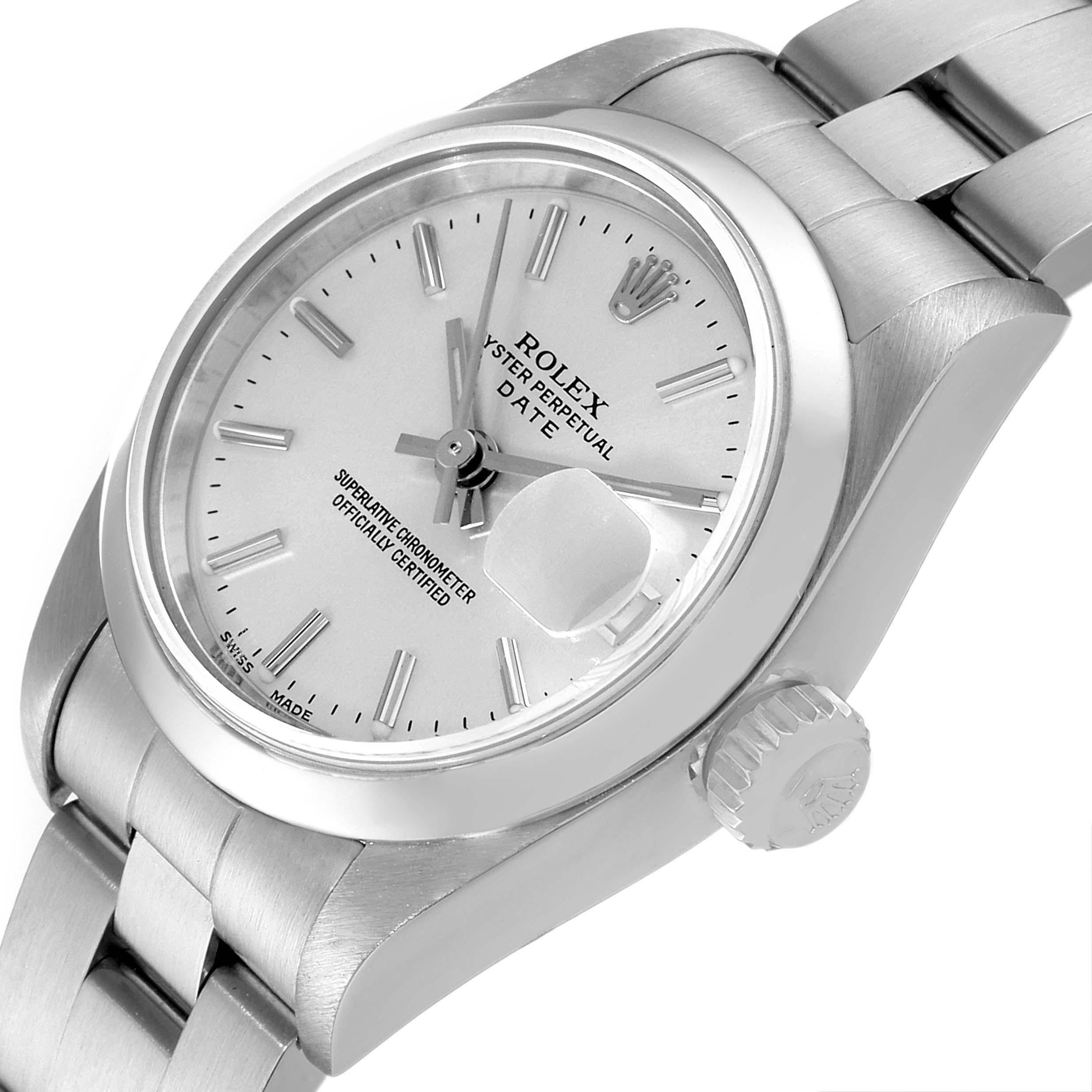 Rolex Date Silver Dial Oyster Bracelet Steel Ladies Watch 79160 For Sale 1