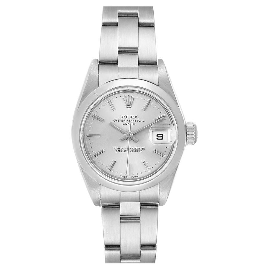Rolex Date Silver Dial Oyster Bracelet Steel Ladies Watch 79160 For Sale