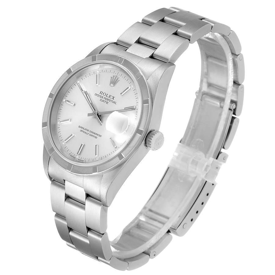 Rolex Date Silver Dial Oyster Bracelet Steel Men's Watch 15210 Box Papers 1