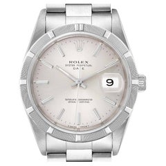 Rolex Date Silver Dial Oyster Bracelet Steel Mens Watch 15210