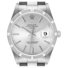 Rolex Date Silver Dial Oyster Bracelet Steel Mens Watch 15210