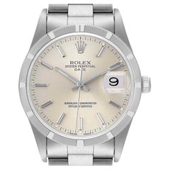 Rolex Date Silver Dial Oyster Bracelet Steel Mens Watch 15210