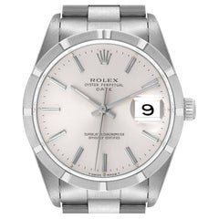 Rolex Date Silver Dial Oyster Bracelet Steel Mens Watch 15210