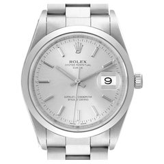 Rolex Date Silver Dial Smooth Bezel Automatic Steel Mens Watch 15200 Unworn NOS